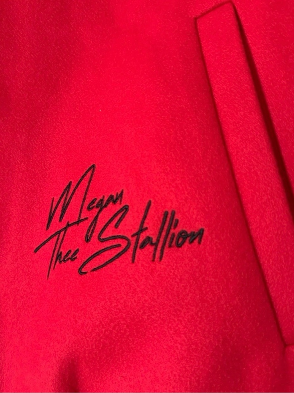 Melody Ehsani Rare Megan the Stallion White and Red Varsity Jacket - Picture 3 of 5